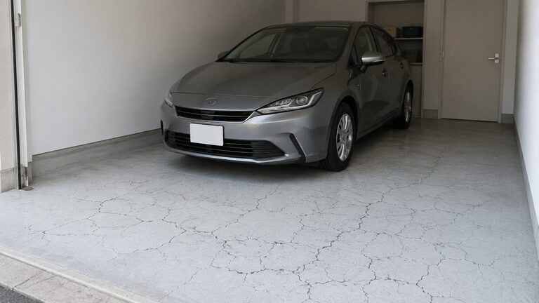 屋内ガレージの凸凹コンクリート床、DIYで補修できます